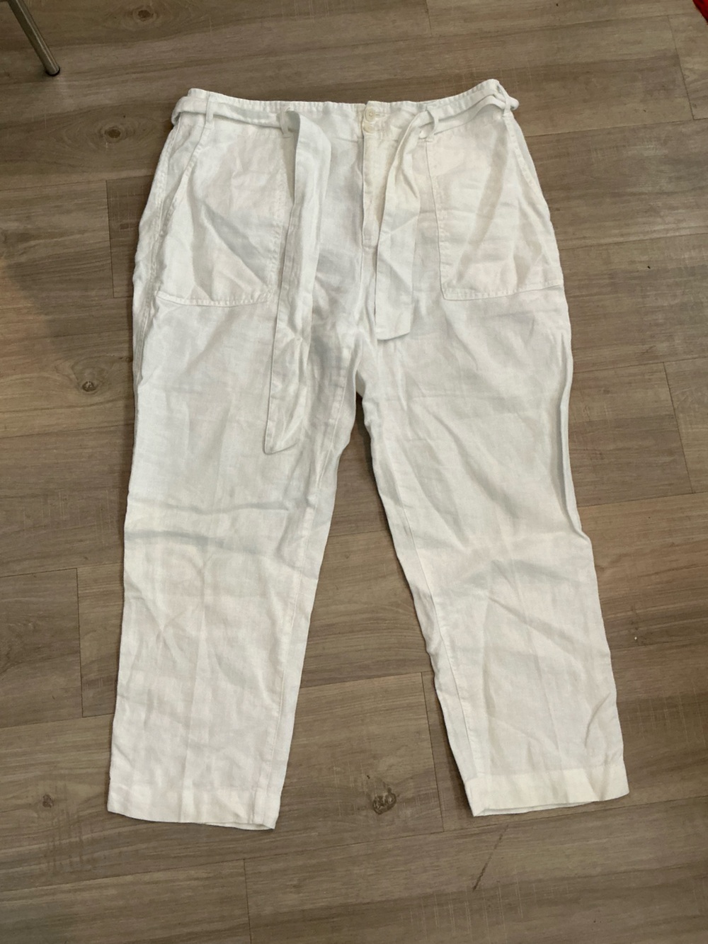 Ralph Lauren Women’s White Linen Drawstring Chinos